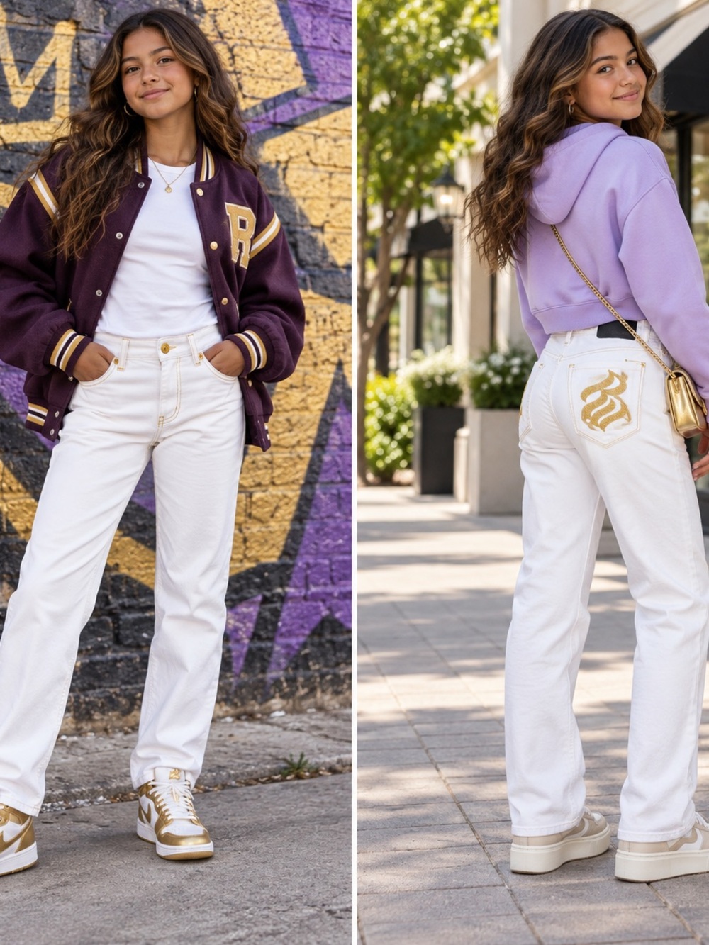 Rocawear Vintage Y2K Girls 14 White Gold Embroidered Jeans NWOT